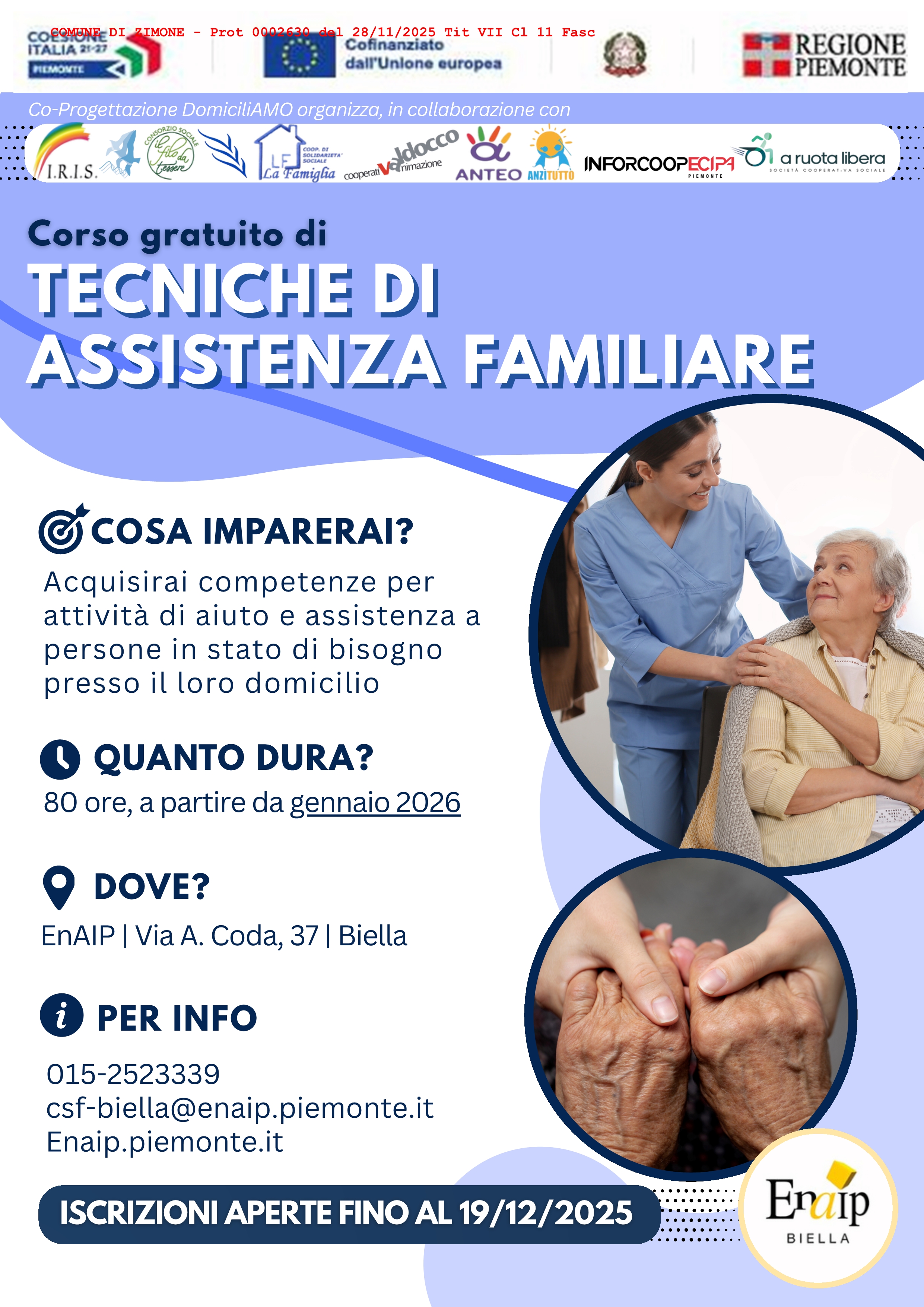 Corso gratuito di tecniche assistenza famigliare